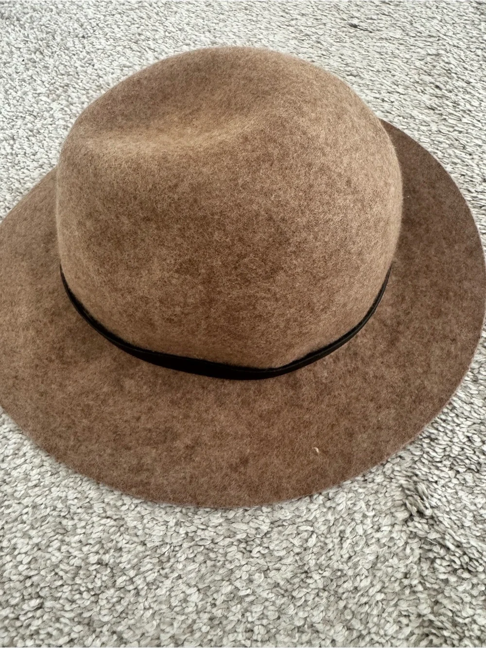 Brown Felt Wide-Brim Hat with Band
